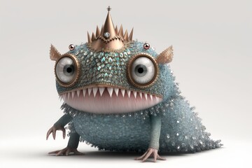 Magical Cute Monster in Sequined Dress & Diamond Tiara: A Cinematic Shot with Incredible Detail in 8K by Marcin Nagraba & Rebecca Mille, Generative AI - obrazy, fototapety, plakaty
