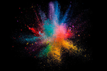 abstract colorful powder on black background