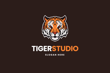 Fototapeta na wymiar tiger logo, angry animal, business brand