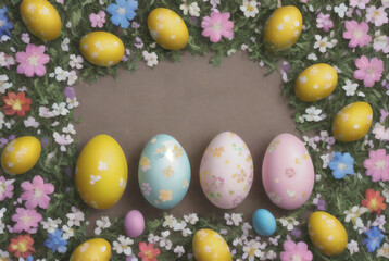 Fototapeta na wymiar Colorful easter eggs on a solid background