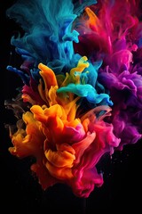 Obraz premium Rainbow Enlightenment. Escape to Reality series. Abstract arrangement of surreal sunset sunrise colors and textures on the subject of landscape painting, imagination, creativity and art. Generative Ai