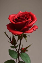 Red rose flower 3d render 