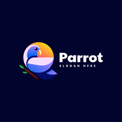 Vector Logo Illustration Parrot Gradient Colorful Style