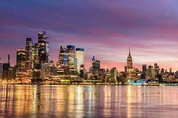 New York City Sunrise from Hoboken New Jersey with Pink and Purple Skies