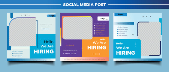 We are hiring job vacancy square banner or social media post template 