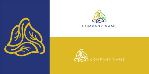 three leaves forming a triangle. Simple and uniue logo design
