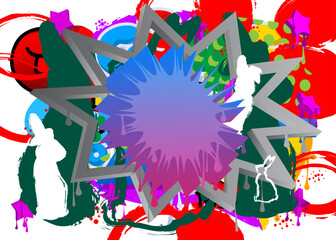 Abstract Easter Graffiti background. Modern street art performed in urban painting style. Colorful vector holiday decoration backdrop.