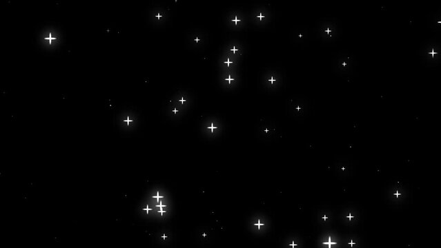 Twinkling star night sky animation on dark blackground