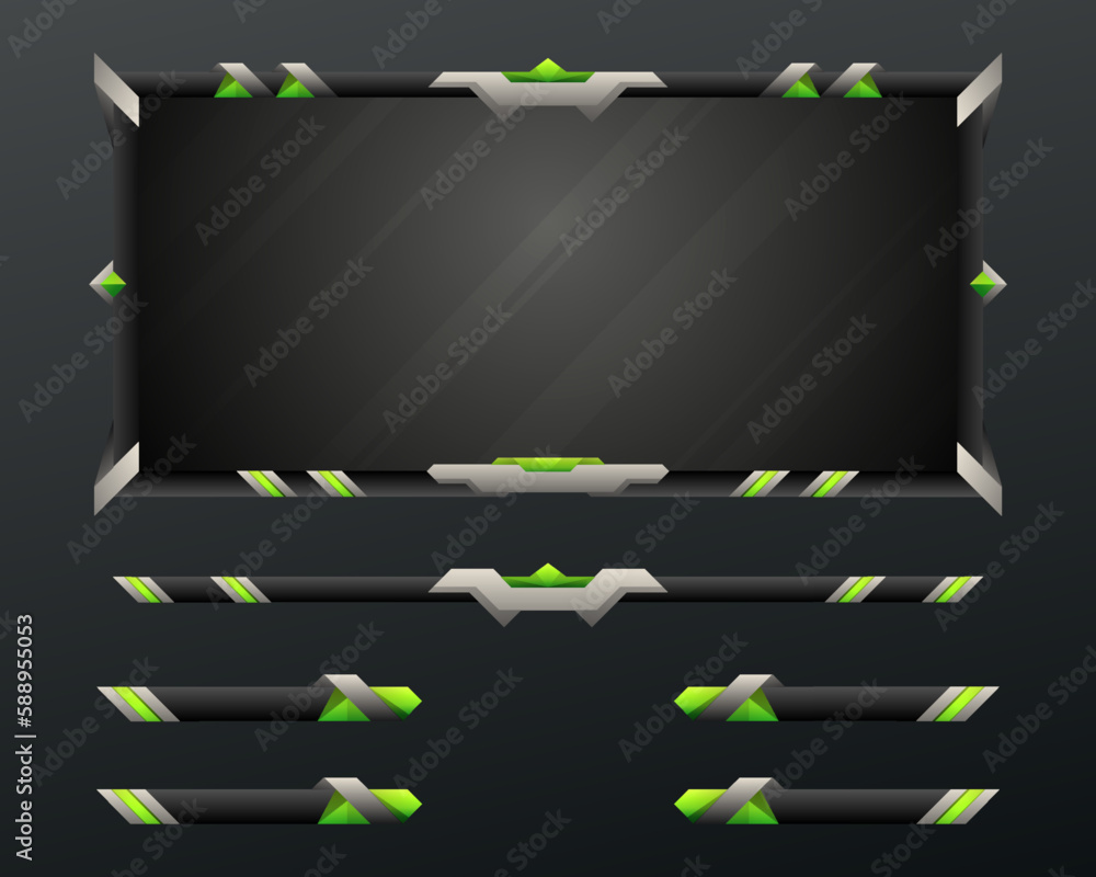 Poster silver and green border fantasy game interface screen stream overlay panel template