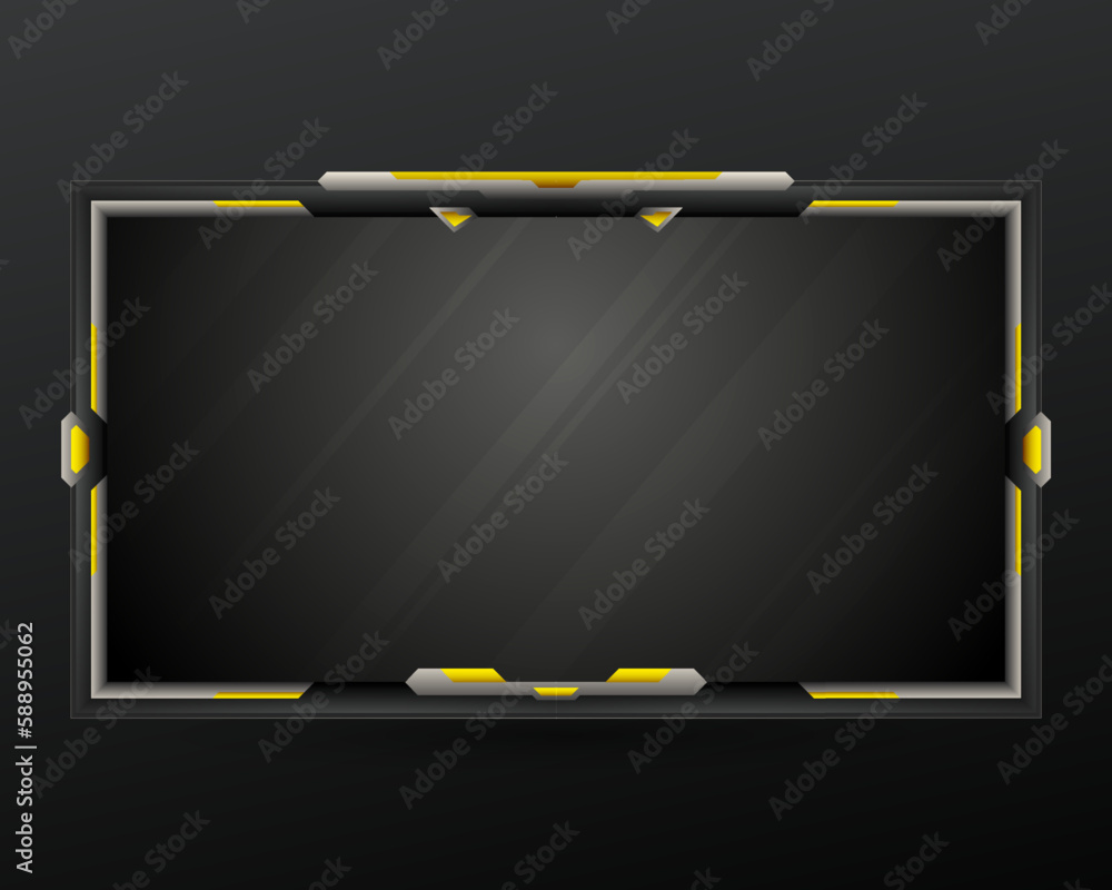 Poster abstract golden with silver border live stream overlay gui screen panel frame template