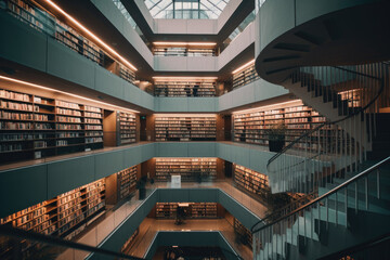 Fototapeta premium Modern library. Generative AI