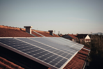 Solar panels on roof. Generative AI