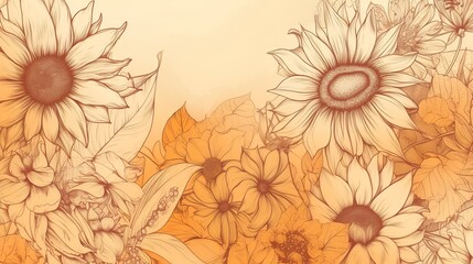 Sunflower banner with yellow orange background (generative ai)