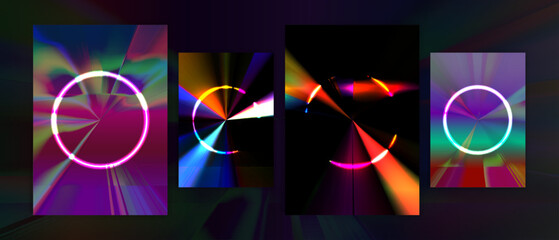 Circle futuristic 80s cover design retro rush vibrant abstract neon cyberpunk collection vector background