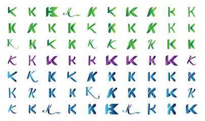 Modern creative gradient letter k logo collection 