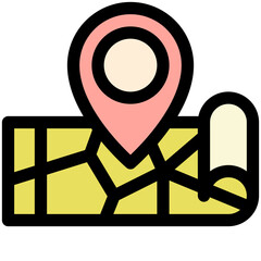 location black outline filled color icon