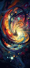 Colorful whirlpool and curves abstract background. Generative Ai.