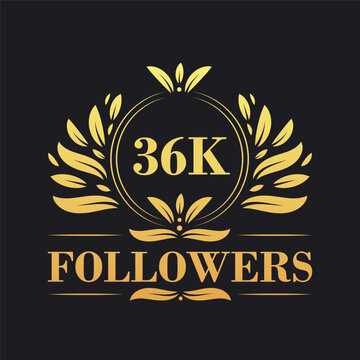 36K Followers celebration design. Luxurious 36K Followers logo for social media followers