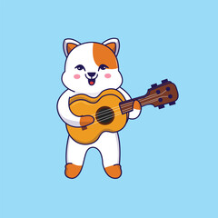 Cat play guitar