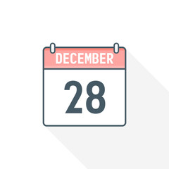 28th December calendar icon. December 28 calendar Date Month icon vector illustrator