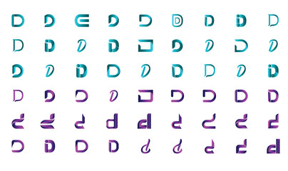Fototapeta na wymiar Modern creative gradient letter logo d collection 