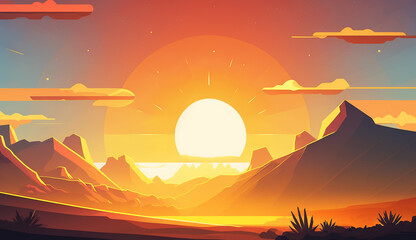 radiant horizon a playful illustration of a summer. Generative AI