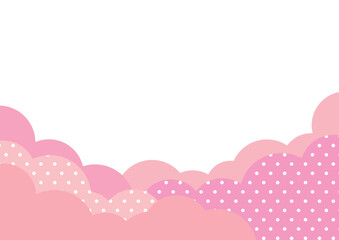 雲形とドットパターンのフレーム背景/ピンク
