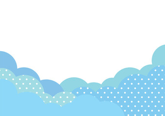 雲形とドットパターンのフレーム背景/水色
