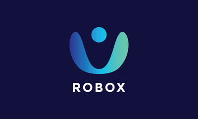 Logo vector minimalist line human robotic technology system science concept design