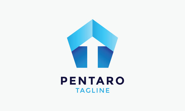 Pentagon arrow concept logo vector minimalist design flat style art symbolic