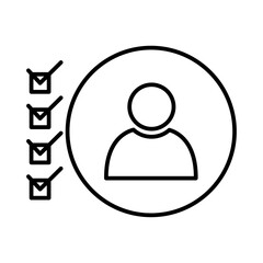 Candidate business people icon with black outline style. web, business, person, computer, technology, online, laptop. Vector Illustration