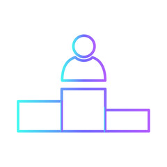 Winner business people icon with purple blue outline style. web, business, person, computer, technology, online, laptop. Vector Illustration