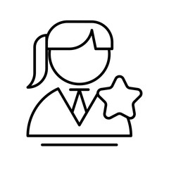 Favorite busnisswoman business people icon with black outline style. web, business, person, computer, technology, online, laptop. Vector Illustration