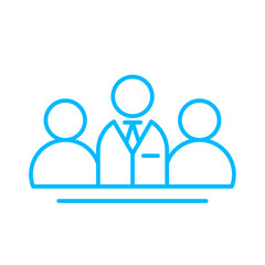 Business team business people icon with blue outline style. business, break, office, smiling, people, businesswoman, discussion. Vector Illustration