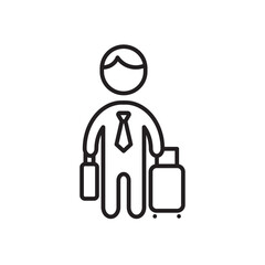 Business man business people icon with black outline style. job, resume, business, people, employment, manager, interview. Vector Illustration