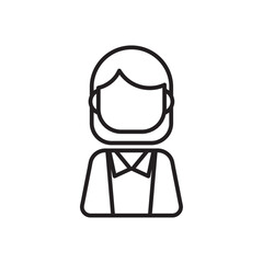 Business woman business people icon with black outline style. web, business, person, computer, technology, online, laptop. Vector Illustration