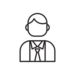 Business man business people icon with black outline style. web, business, person, computer, technology, online, laptop. Vector Illustration
