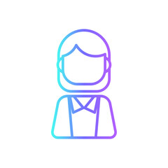 Business woman business people icon with purple blue outline style. web, business, person, computer, technology, online, laptop. Vector Illustration