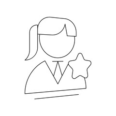 Favorite busnisswoman business people icon with black outline style. web, business, person, computer, technology, online, laptop. Vector Illustration