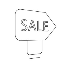 Sale sign report business people icon with black outline style. business, break, office, smiling, people, businesswoman, discussion. Vector Illustration