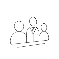 Business team business people icon with black outline style. business, break, office, smiling, people, businesswoman, discussion. Vector Illustration