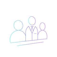Business team business people icon with purple blue outline style. business, break, office, smiling, people, businesswoman, discussion. Vector Illustration