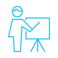 Presentation business people icon with blue outline style. job, resume, business, people, employment, manager, interview. Vector Illustration