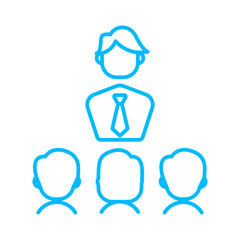 Leadership business people icon with blue outline style. job, resume, business, people, employment, manager, interview. Vector Illustration