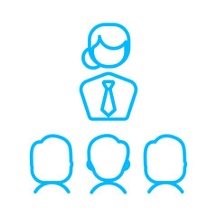 Leadership business people icon with blue outline style. job, business, employee, concept, people, hr, recruitment. Vector Illustration
