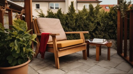 Obraz na płótnie Canvas Lounging with an armchair on the patio , ai gen