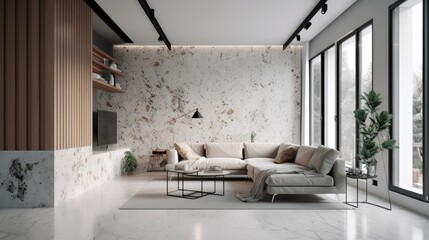 Modern style terrazzo wall interior living room , ai generated