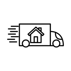 Home care Ireal estate icon with black outline style. home, furniture, house, estate, apartment, architecture, real. Vector Illustration. Vector Illustration