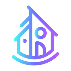 House real estate icon with purple blue outline style. home, building, house, property, real, business, estate. Vector Illustration. Vector Illustration