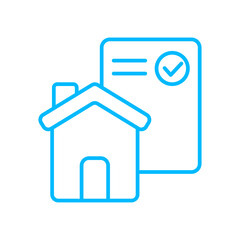 Document real estate icon with blue outline style. home, furniture, house, estate, apartment, architecture, real. Vector Illustration. Vector Illustration